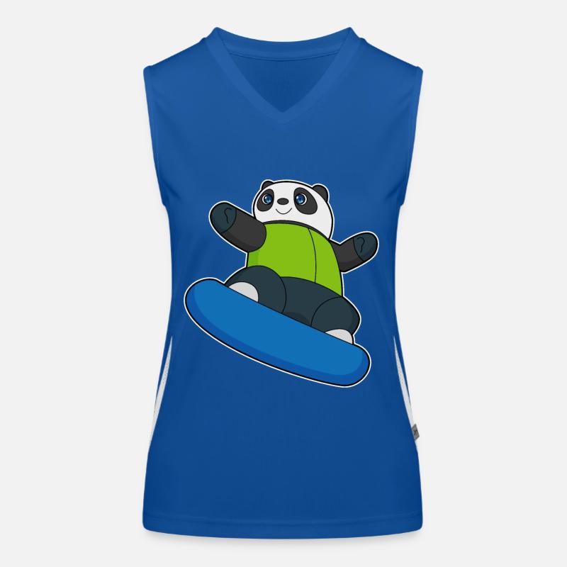 Panda en snowboarder avec snowboard Débardeur respirant contrasté Femme