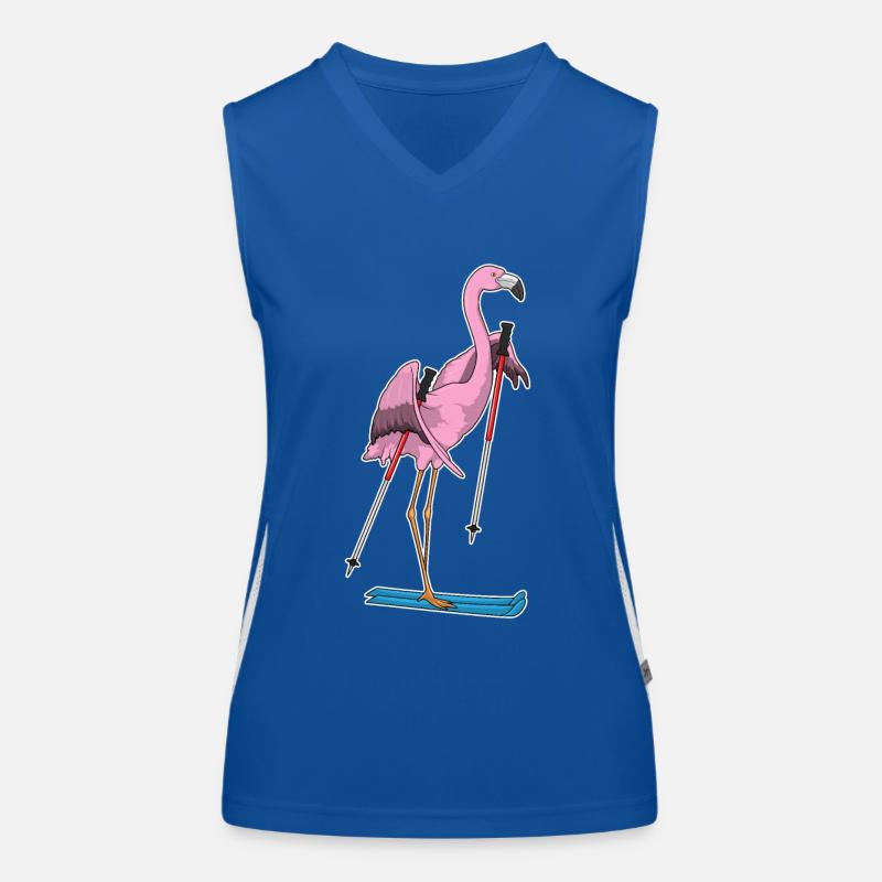 Flamingo Skifahrer Ski Funktionelles Kontrast-Tank Top für Frauen