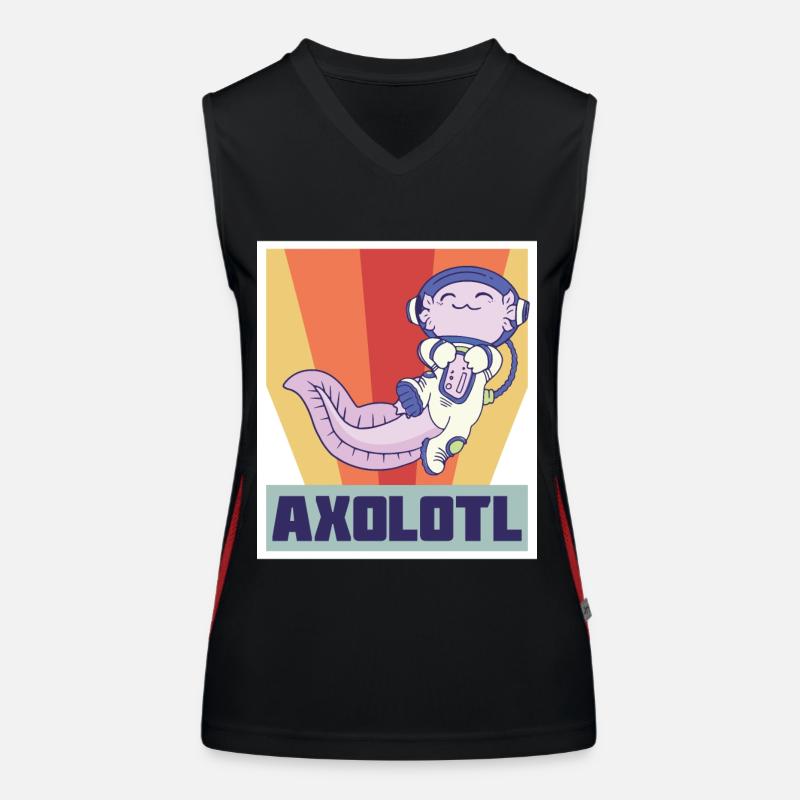 Astronaut Axolotl Funny Space Galaxy Sun System Ra Women's Functional Contrast Tank Top