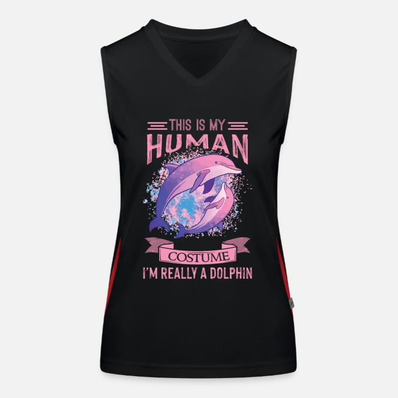 Dolphin Costume Whale Cute Dolphins Underwater World Women's Functional Contrast Tank Top