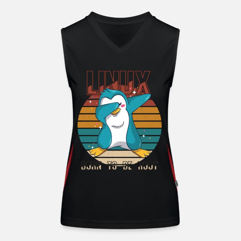 Geek Born To Be Root Linux Penguin Nerd Programmer Women's Functional Contrast Tank Top
