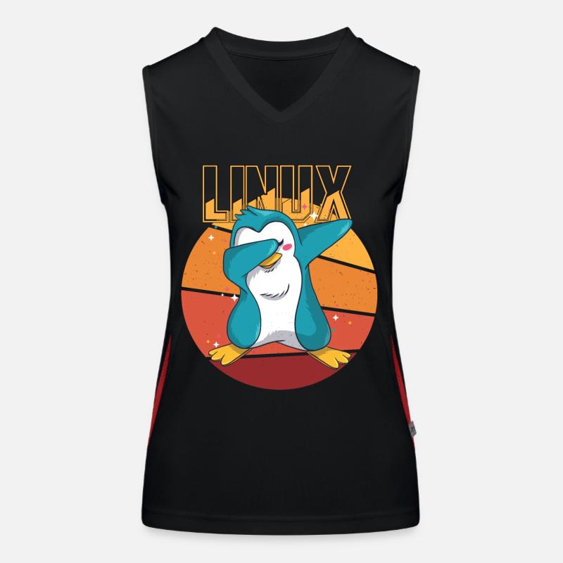 Geek Linux Root Party Penguin Nerd Programmer Comp Women's Functional Contrast Tank Top