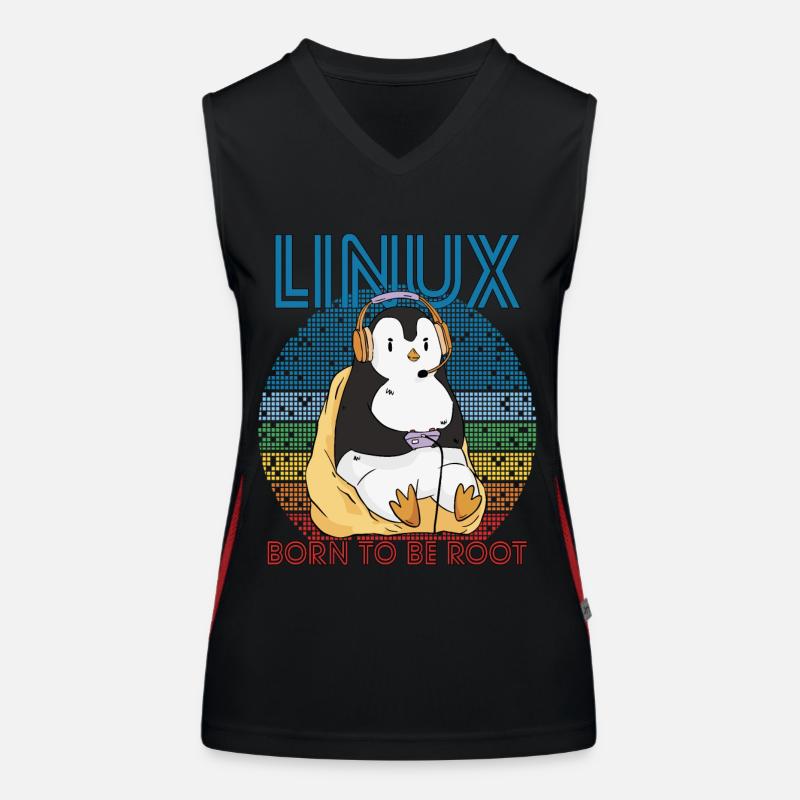 Gamer Root Retro Penguin Linux Nerd Programmer Gee Funktionelles Kontrast-Tank Top für Frauen