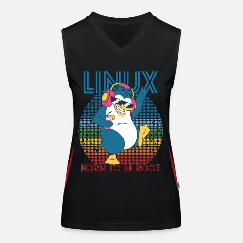 Root Party Penguin Retro Linux Cool Nerd Programmes Débardeur respirant contrasté Femme