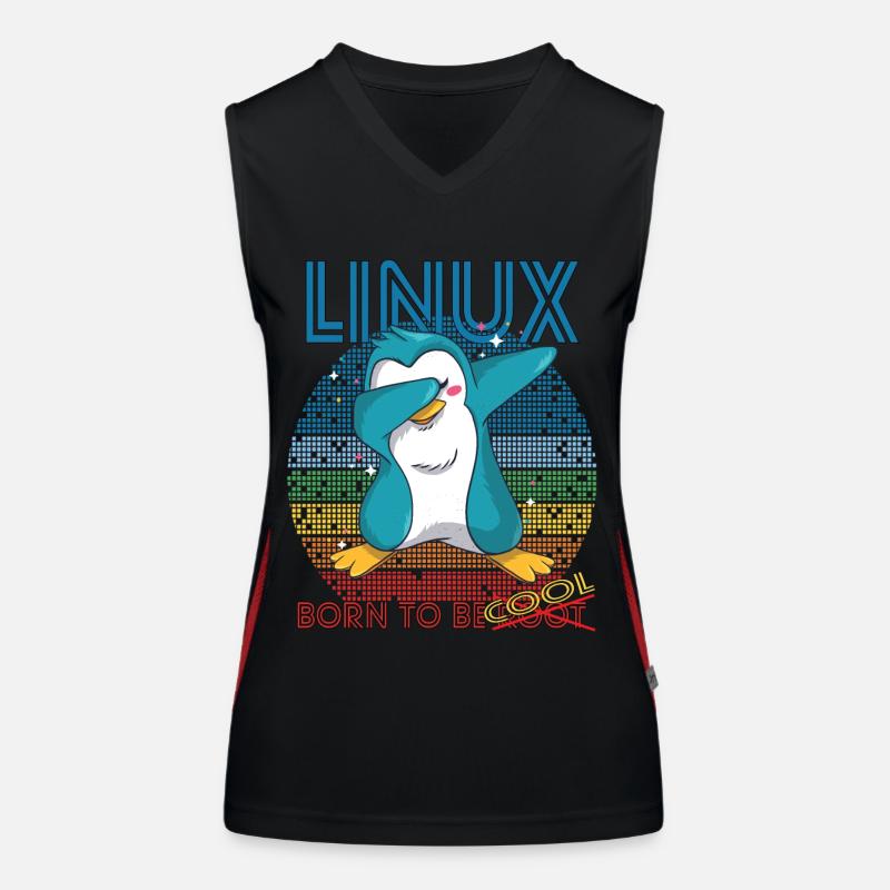 Linux Cool Born To Be Root Cute Penguin Geek Admin Débardeur respirant contrasté Femme