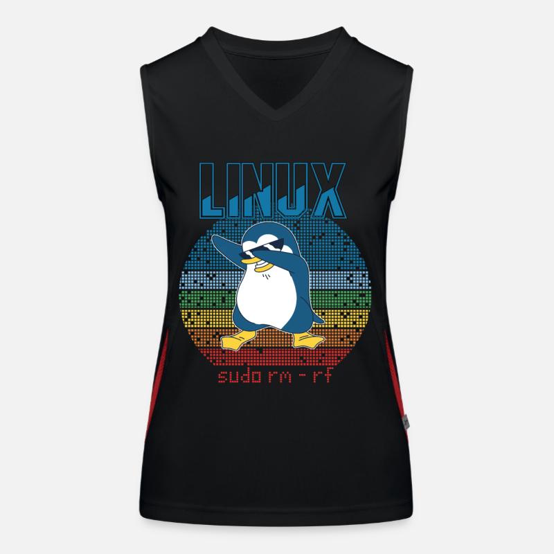 Linux sudo root geek admin pingouin nerd programmeur Débardeur respirant contrasté Femme