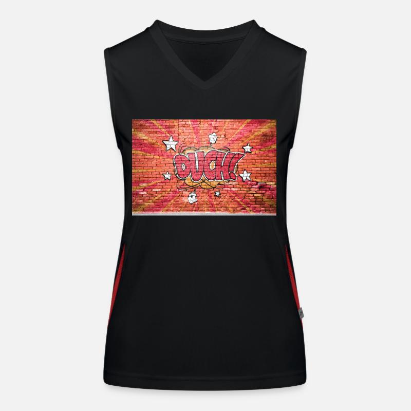 Ouch! Comic Style Bubble Graffiti Lettering Women's Functional Contrast Tank Top