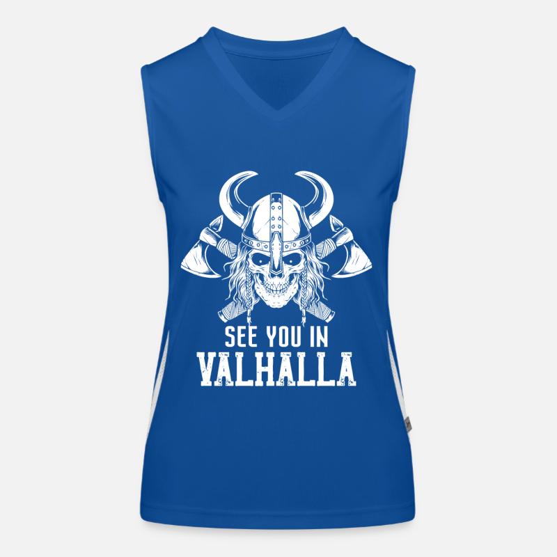 Viking Skull Axe Valhalla Warriors Mythologie Débardeur respirant contrasté Femme