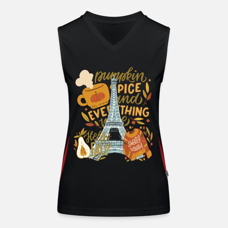 Paris Hallo Herbst Kürbisse auf Eiffelturm Herbst Funktionelles Kontrast-Tank Top für Frauen