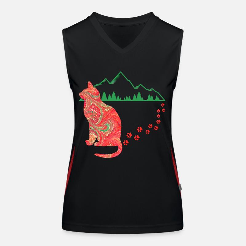 katze mit spuren e 91 Funktionelles Kontrast-Tank Top für Frauen