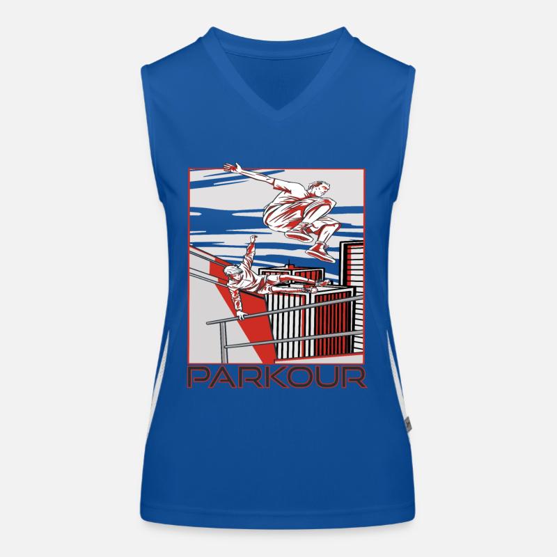 Parkour Warnung Über alles springen Laufen Springe Funktionelles Kontrast-Tank Top für Frauen