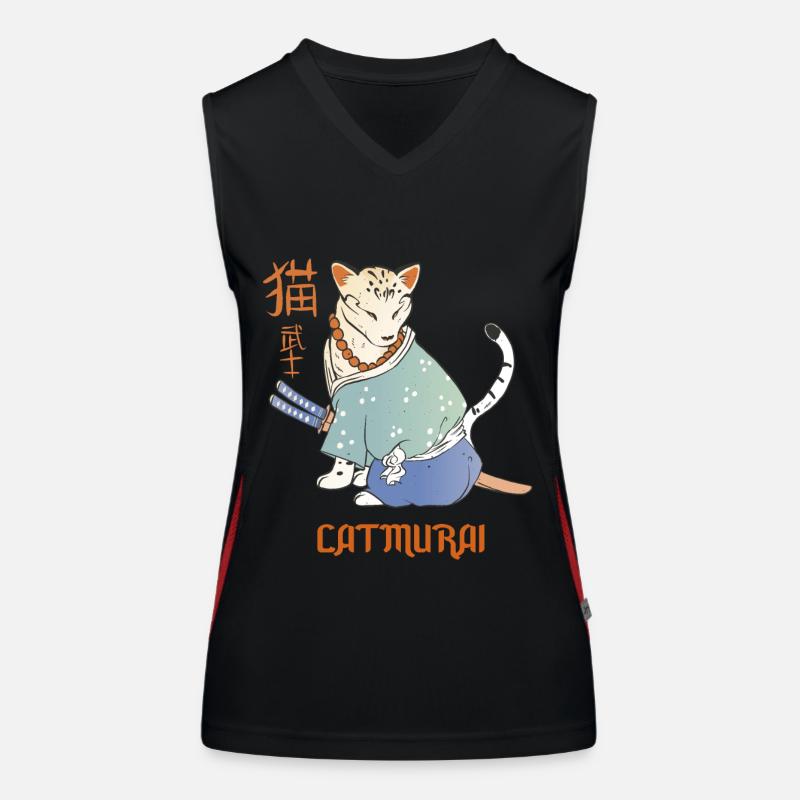 Katze Samurai Catmurai Japanischer Krieger Lustige Funktionelles Kontrast-Tank Top für Frauen
