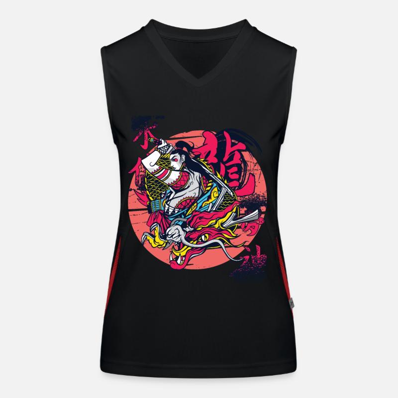 Japanischer Drache Samurai Mädchen Krieger Japanis Funktionelles Kontrast-Tank Top für Frauen