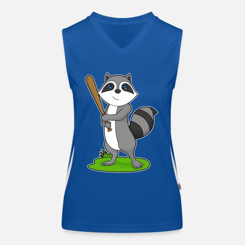 Waschbär Baseball Baseballschläger Funktionelles Kontrast-Tank Top für Frauen