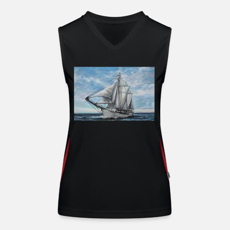 Meerblick: Die Schönheit des Meeres und der Boote Funktionelles Kontrast-Tank Top für Frauen