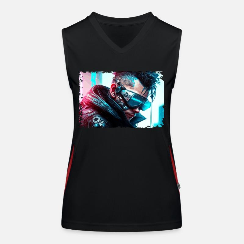 Cyber Soldat oder Punk in Neon Sci-Fi Manier Funktionelles Kontrast-Tank Top für Frauen