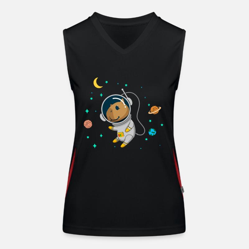 Capybara Flüsterer Astronaut Funktionelles Kontrast-Tank Top für Frauen