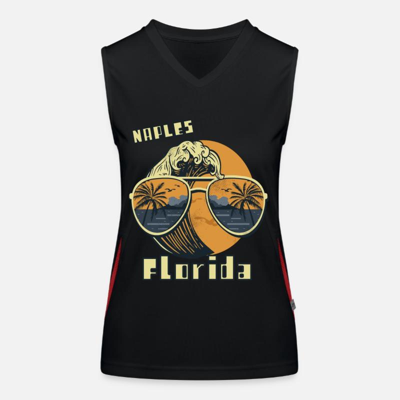 Palm Tree Sunglasses Florida Naples Beach Ocean Women's Functional Contrast Tank Top