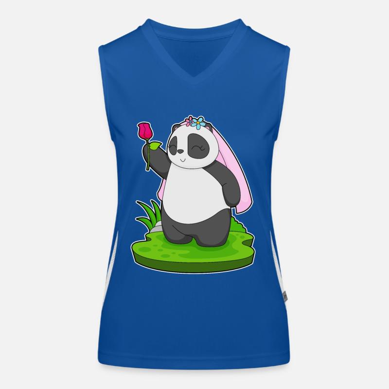 Panda Braut Rose Hochzeit Funktionelles Kontrast-Tank Top für Frauen