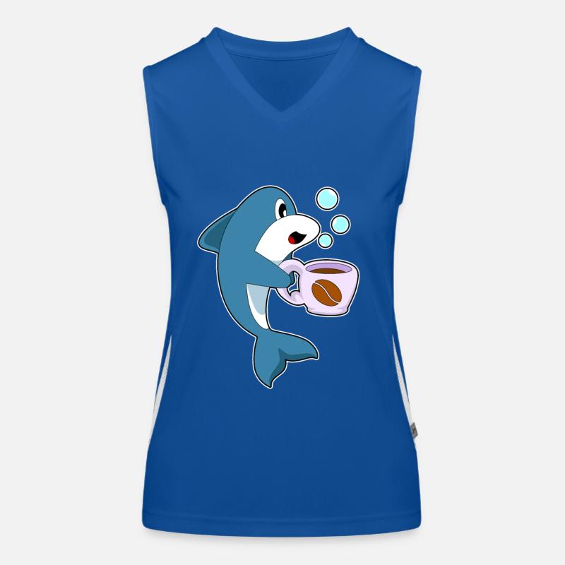 Delfin coffee cup Women's Functional Contrast Tank Top