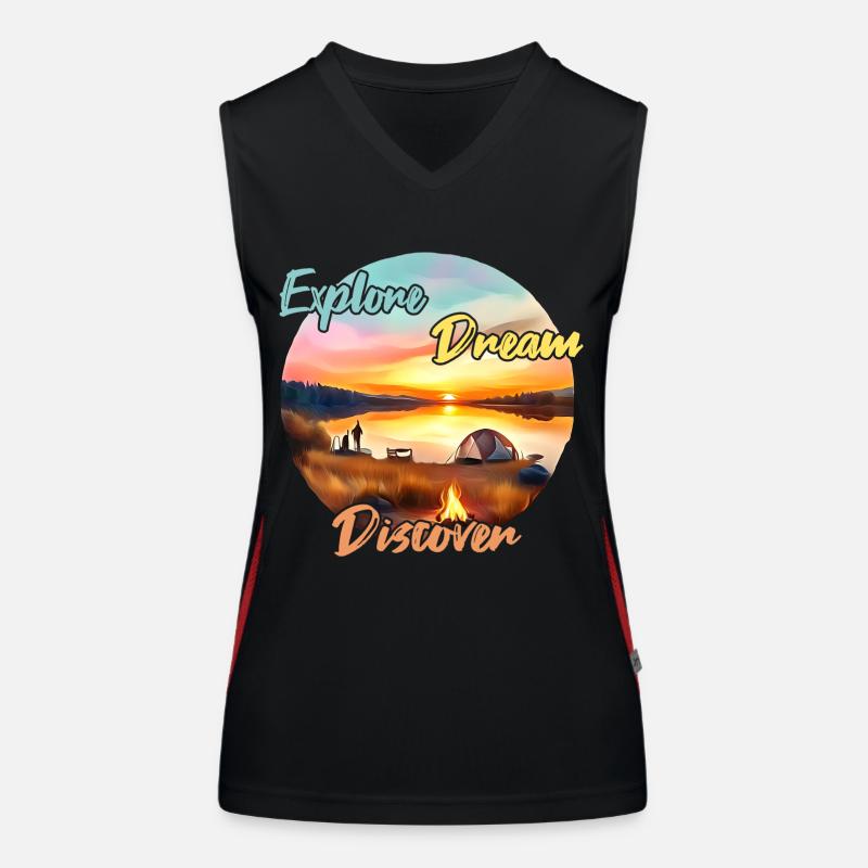 Camping Aventure Explorer Dream Discover Débardeur respirant contrasté Femme