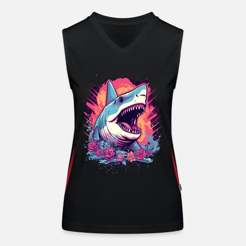 Fleur de requin Oceanographe Plongeur Cadeau Débardeur respirant contrasté Femme