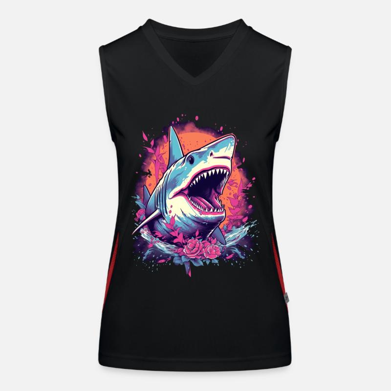 Fleur de requin Oceanographe Plongeur Cadeau Débardeur respirant contrasté Femme
