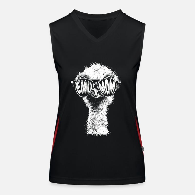 Emu Mom Funny Ostrich Head Ratite Gift Women's Functional Contrast Tank Top