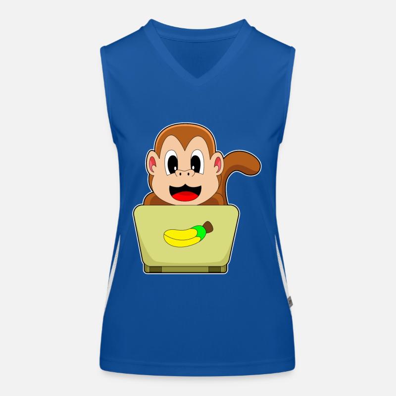 Affe Banane Laptop Funktionelles Kontrast-Tank Top für Frauen