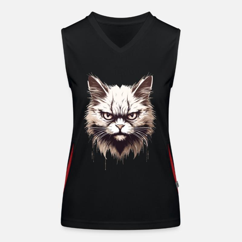 Chat agacé Chat Face Evil House Chat Débardeur respirant contrasté Femme