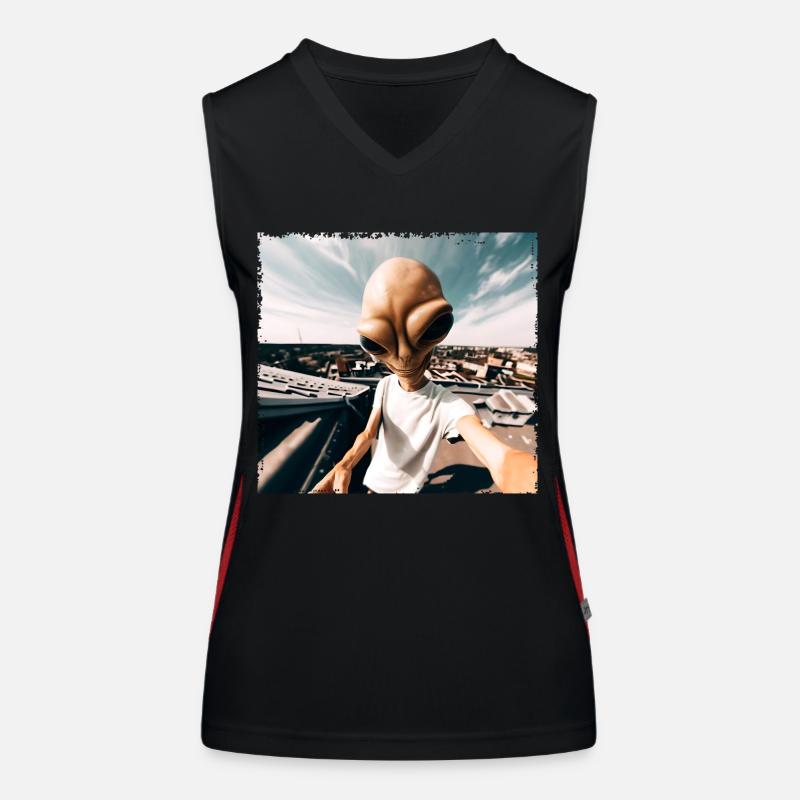 Alien Rooftop Selfie Funktionelles Kontrast-Tank Top für Frauen