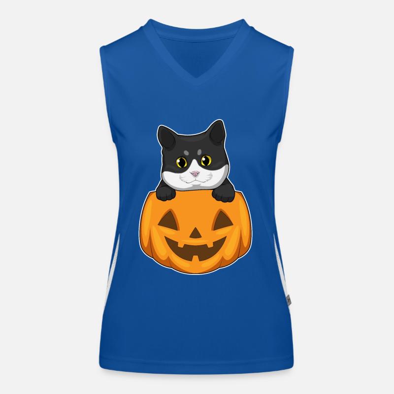 Cat Halloween Pumpkin Women's Functional Contrast Tank Top
