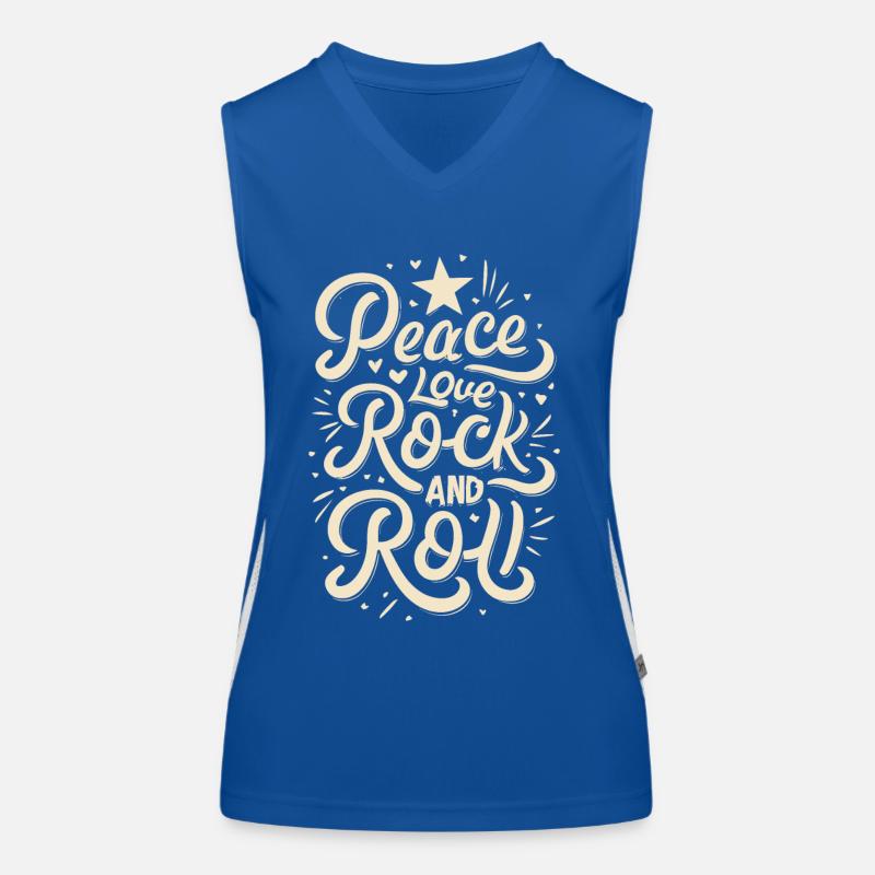 Peace Love Rock And Roll Déclaration Devise Débardeur respirant contrasté Femme
