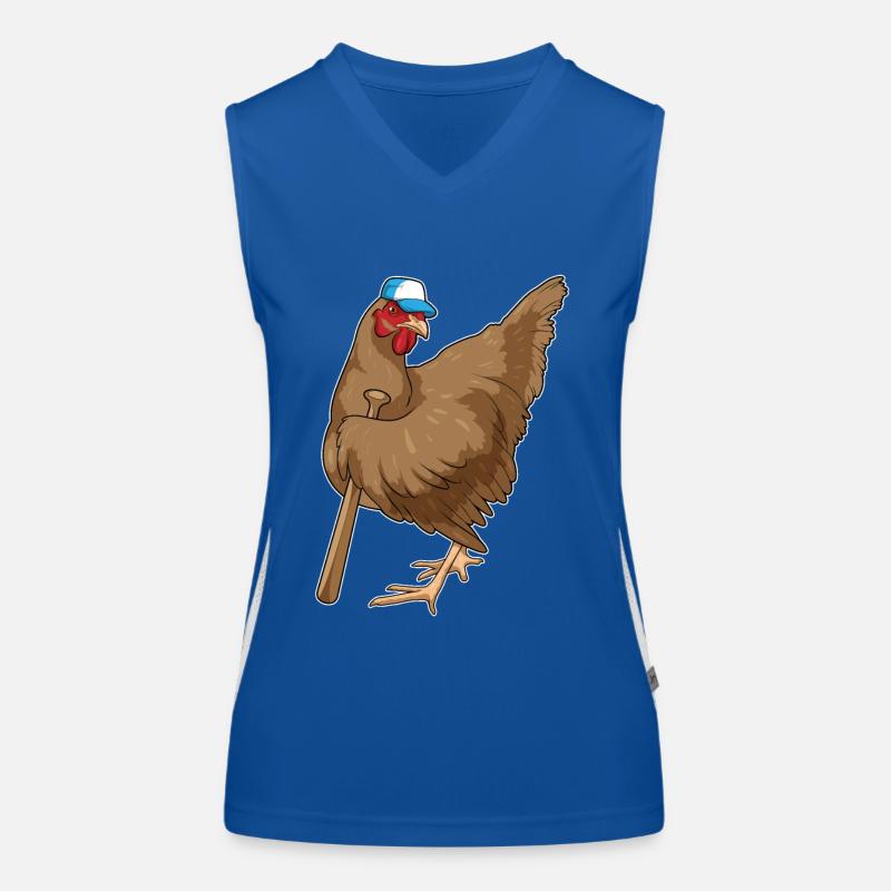 Huhn Baseball Baseballschläger Funktionelles Kontrast-Tank Top für Frauen