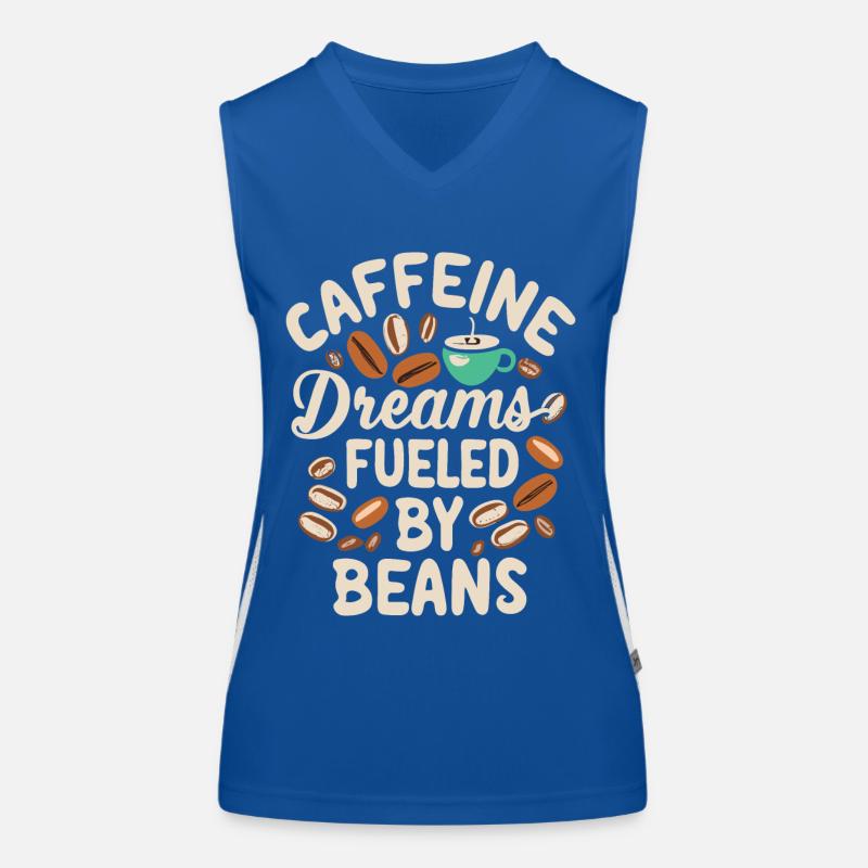 Caffeine Dreams Fueled by Beans Coffee Saying Women's Functional Contrast Tank Top