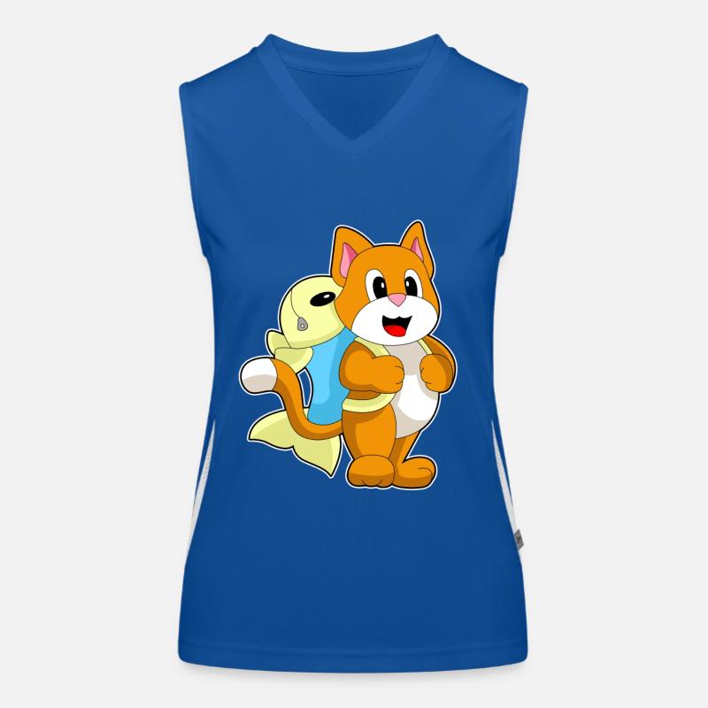 Cat Student Fish School Women's Functional Contrast Tank Top