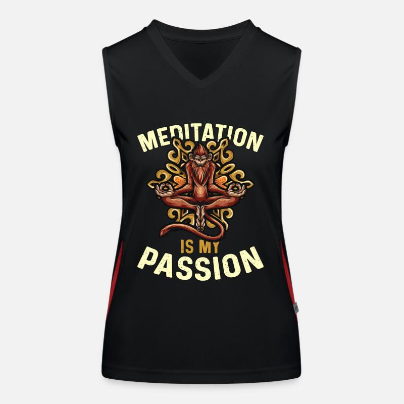 Meditation Is My Passion Relaxation Monkey Lover Women's Functional Contrast Tank Top