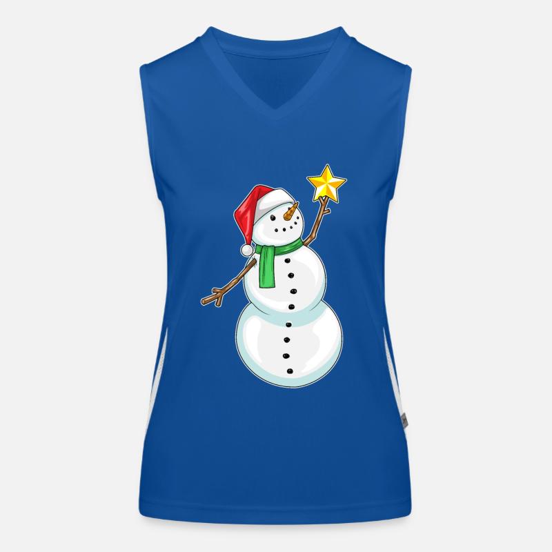Schneemann Weihnachten Stern Funktionelles Kontrast-Tank Top für Frauen