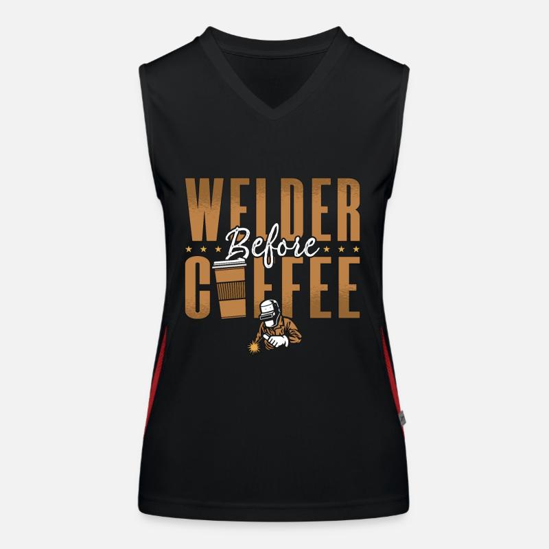 Welder Before Coffee Welding Coffee Lover Welders Women's Functional Contrast Tank Top