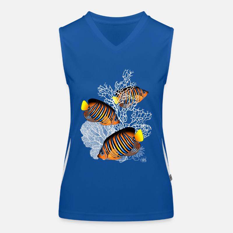 Fish, Corals, Sea, Ocean, Tropical Fish Women's Functional Contrast Tank Top