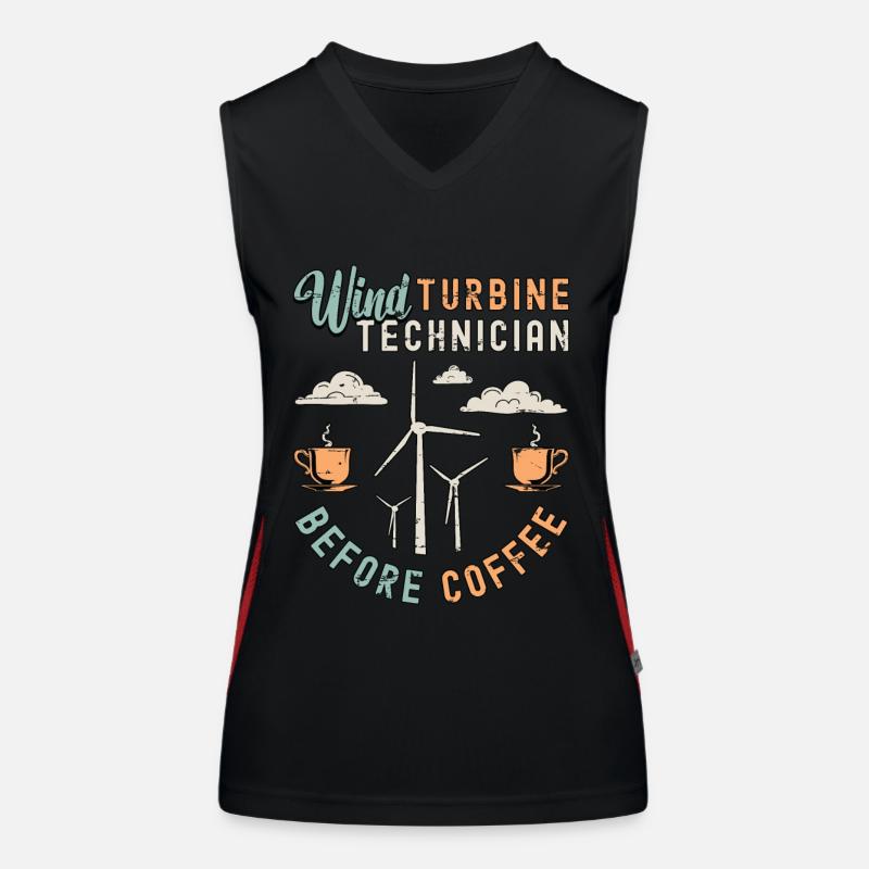 Wind Turbine Technician Before Windmill Coffee Funktionelles Kontrast-Tank Top für Frauen