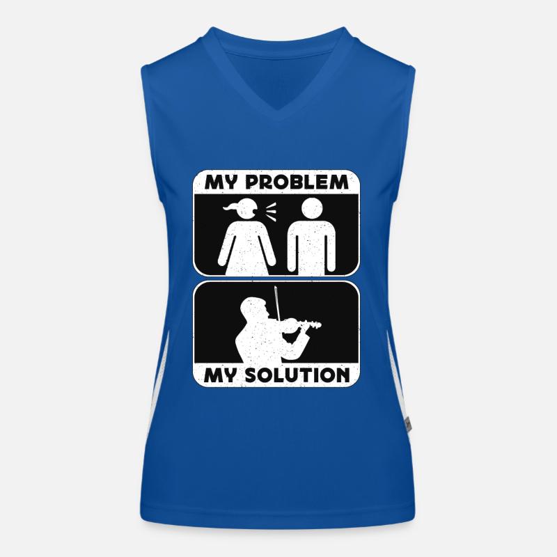 Violin Player My Problem My Solution Pictogram Dad Funktionelles Kontrast-Tank Top für Frauen