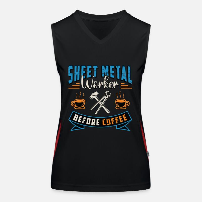 Sheet Metal Worker Before Metal Work Coffee Lover Funktionelles Kontrast-Tank Top für Frauen