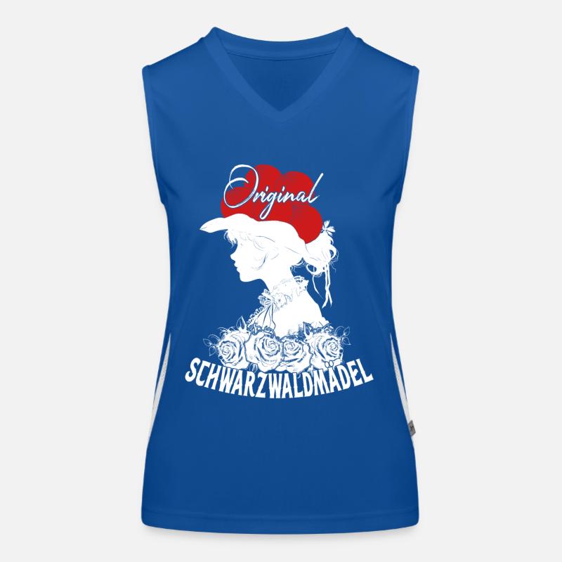 Original Schwarzwaldmädel Bollenhut Tracht Rosen Funktionelles Kontrast-Tank Top für Frauen