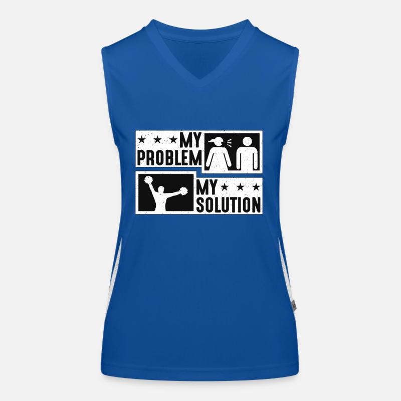 Cheerleader My Problem My Solution Pictogram Dad Funktionelles Kontrast-Tank Top für Frauen