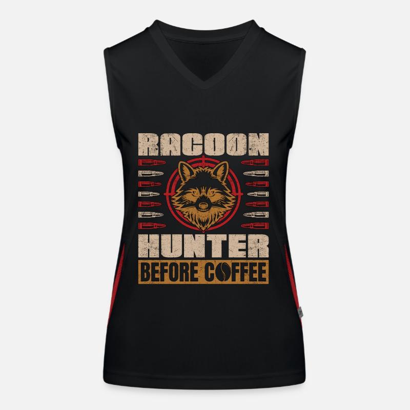 Racoon Hunter Before Coffee Hunting Coffee Lover Women's Functional Contrast Tank Top