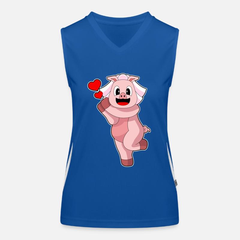 Schwein Braut Herz Hochzeit Funktionelles Kontrast-Tank Top für Frauen