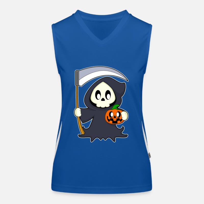 Grim Reaper Halloween Scythe Women's Functional Contrast Tank Top