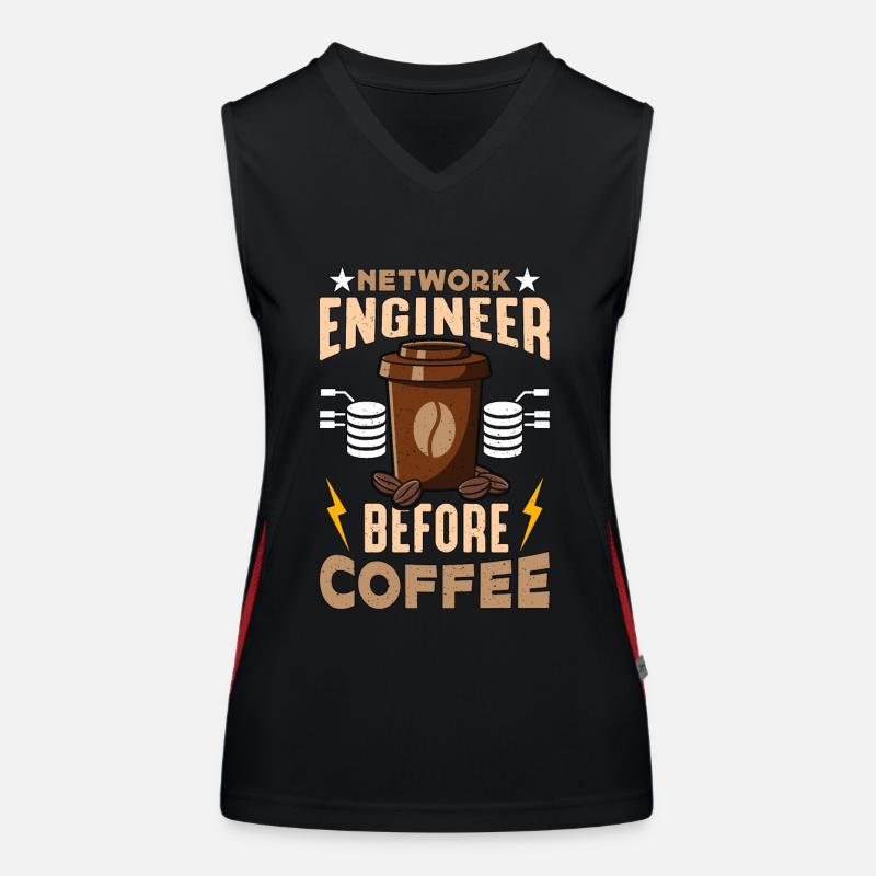Network Engineer Before Networking Coffee Lover Women's Functional Contrast Tank Top