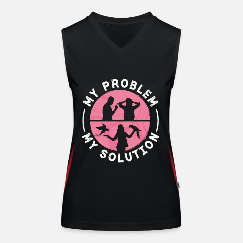 Macaw Lover My Problem My Solution Pictogram Mom Funktionelles Kontrast-Tank Top für Frauen